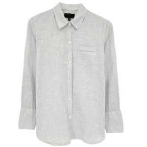 Nili Lotan Pinstripe Cotton Button Down Shirt, Size L